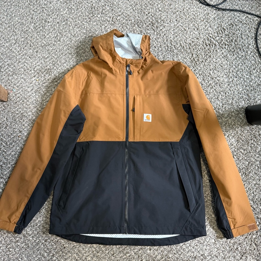 Carhartt Brown and Black Storm Defender Raincoat Size M,